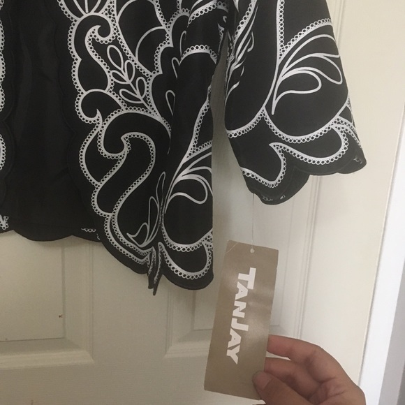 Tan Jay open front jacket in black and white size 12, polyester fabric - Picture 2 of 6